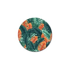 Green Tropical Leaves Golf Ball Marker (4 Pack)