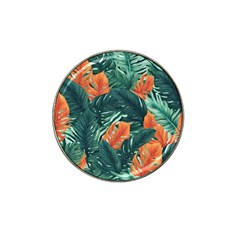 Green Tropical Leaves Hat Clip Ball Marker (4 Pack) by Jack14