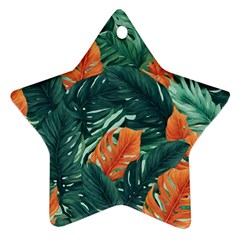 Green Tropical Leaves Star Ornament (two Sides) by Jack14