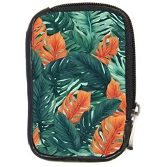 Green Tropical Leaves Compact Camera Leather Case by Jack14