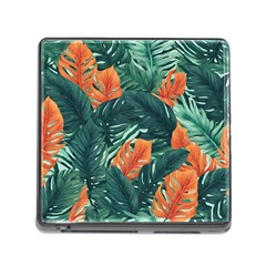 Green Tropical Leaves Memory Card Reader (square 5 Slot) by Jack14