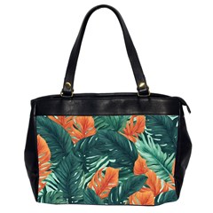 Green Tropical Leaves Oversize Office Handbag (2 Sides) by Jack14