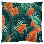 Green Tropical Leaves Large Cushion Case (One Side) Front