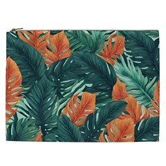 Green Tropical Leaves Cosmetic Bag (xxl)