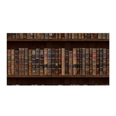 Old Bookshelf Orderly Antique Books Satin Wrap 35  X 70  by Cendanart