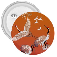 Japanese Crane Painting Of Birds 3  Buttons