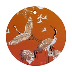 Japanese Crane Painting Of Birds Ornament (Round)