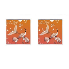 Japanese Crane Painting Of Birds Cufflinks (Square)