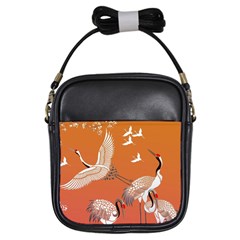 Japanese Crane Painting Of Birds Girls Sling Bag