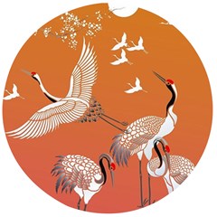 Japanese Crane Painting Of Birds Wooden Bottle Opener (Round)