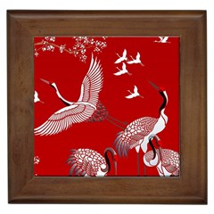 Japanese Crane Bird Art Framed Tile by Cendanart