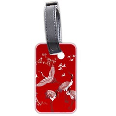 Japanese Crane Bird Art Luggage Tag (two Sides) by Cendanart