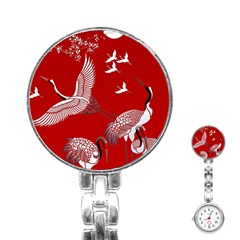 Japanese Crane Bird Art Stainless Steel Nurses Watch by Cendanart