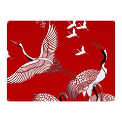 Japanese Crane Bird Art Two Sides Premium Plush Fleece Blanket (mini) by Cendanart