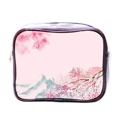 Pink Chinese Style Cherry Blossom Mini Toiletries Bag (one Side) by Cendanart