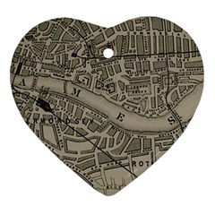 Vintage London Map Ornament (heart) by Cendanart