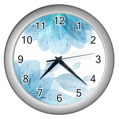 Blue-flower Wall Clock (silver) by saad11