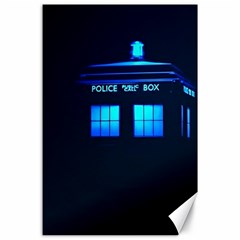 Blue Tardis Doctor Who Police Call Box Canvas 24  X 36  by Cendanart