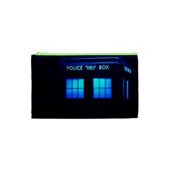 Blue Tardis Doctor Who Police Call Box Cosmetic Bag (xs) by Cendanart