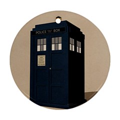 Tardis Doctor Who Minimal Minimalism Round Ornament (two Sides) by Cendanart