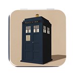 Tardis Doctor Who Minimal Minimalism Square Metal Box (Black) Front