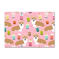 Corgi Bubble Boba Tea Pink Pattern Sticker A4 (100 Pack) by Cendanart