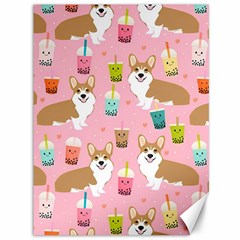 Corgi Bubble Boba Tea Pink Pattern Canvas 36  X 48  by Cendanart