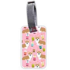 Corgi Bubble Boba Tea Pink Pattern Luggage Tag (one Side) by Cendanart