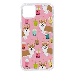 Corgi Bubble Boba Tea Pink Pattern Iphone 14 Plus Tpu Uv Print Case by Cendanart