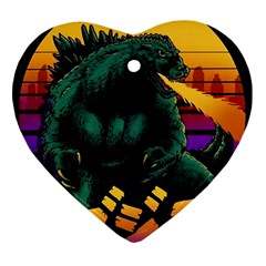 Godzilla Retrowave Ornament (Heart)