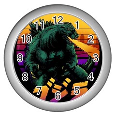 Godzilla Retrowave Wall Clock (Silver)