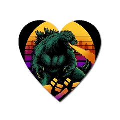 Godzilla Retrowave Heart Magnet