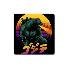 Godzilla Retrowave Square Magnet
