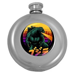 Godzilla Retrowave Round Hip Flask (5 oz)