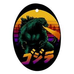 Godzilla Retrowave Oval Ornament (Two Sides)