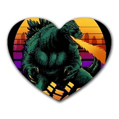 Godzilla Retrowave Heart Mousepad