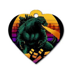 Godzilla Retrowave Dog Tag Heart (One Side)