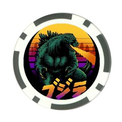 Godzilla Retrowave Poker Chip Card Guard