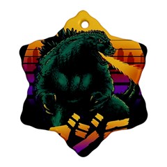 Godzilla Retrowave Ornament (snowflake) by Cendanart