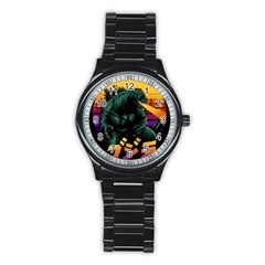 Godzilla Retrowave Stainless Steel Round Watch