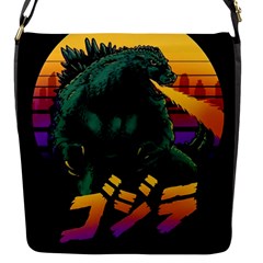 Godzilla Retrowave Flap Closure Messenger Bag (S)