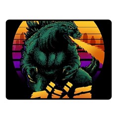 Godzilla Retrowave Two Sides Fleece Blanket (small) by Cendanart