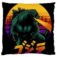 Godzilla Retrowave Large Premium Plush Fleece Cushion Case (One Side)