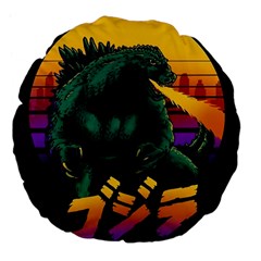 Godzilla Retrowave Large 18  Premium Flano Round Cushions