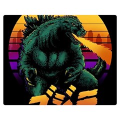 Godzilla Retrowave Two Sides Premium Plush Fleece Blanket (Medium)