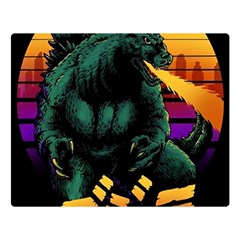 Godzilla Retrowave Two Sides Premium Plush Fleece Blanket (Large)