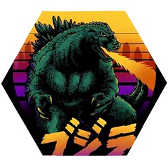 Godzilla Retrowave Wooden Puzzle Hexagon