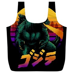 Godzilla Retrowave Full Print Recycle Bag (xxxl) by Cendanart