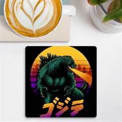 Godzilla Retrowave UV Print Square Tile Coaster 