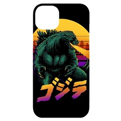 Godzilla Retrowave iPhone 14 Plus Black UV Print Case